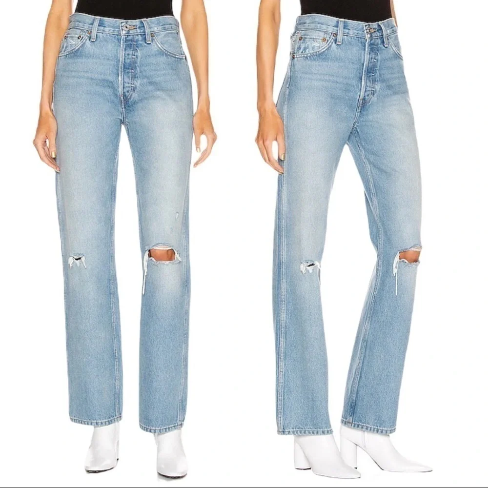 RE/DONE | 90s High Rise Lose Jeans in Light Destroyed 5 - Size 26